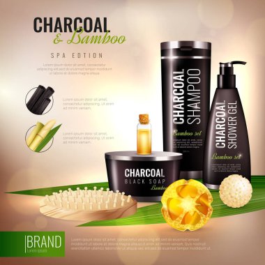 Kömür ve bambu vücut kozmetik Poster