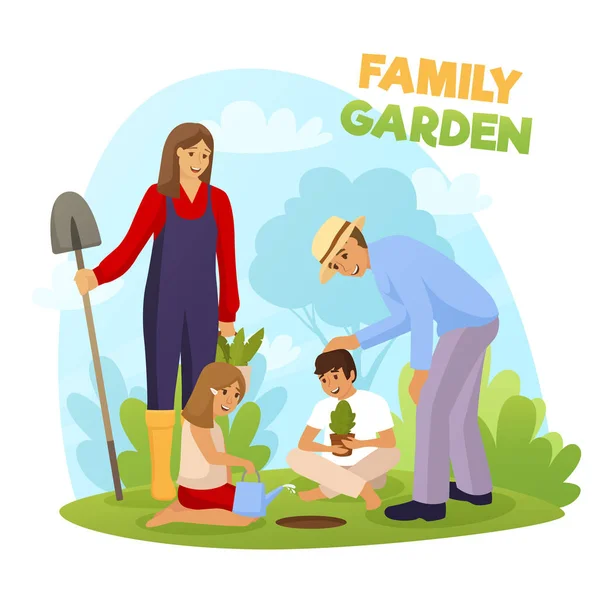 Illustration du jardin familial — Image vectorielle