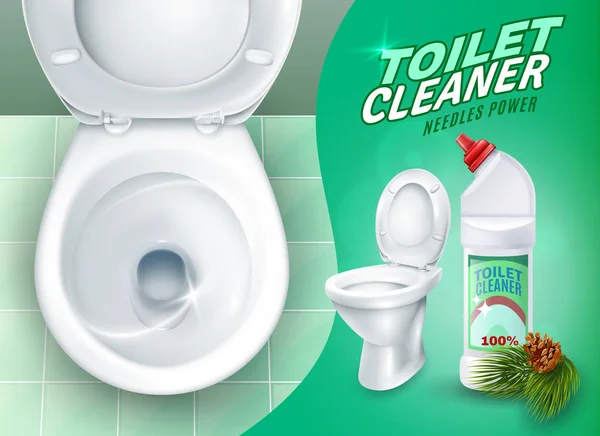 Gerçekçi tuvalet ve temizleyici jel Poster — Stok Vektör
