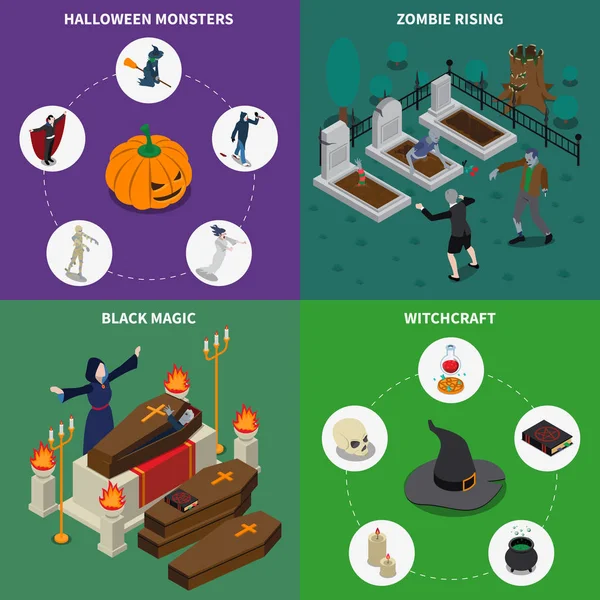 Conjunto de iconos de Halloween monstruo — Archivo Imágenes Vectoriales