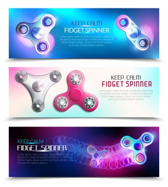 El Spinner oyuncaklar yatay Banner seti