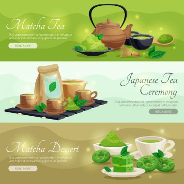 Yeşil Matcha çay yatay Banner 
