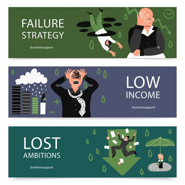 Conjunto de banner de negocio de fracaso — Vector de stock