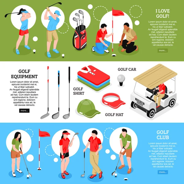 Ensemble de bannières horizontales de golf — Image vectorielle