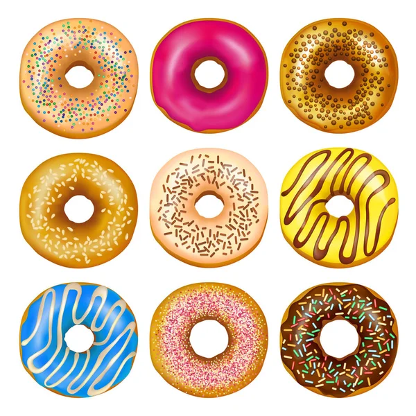 Realistic Donuts Set — Stock Vector