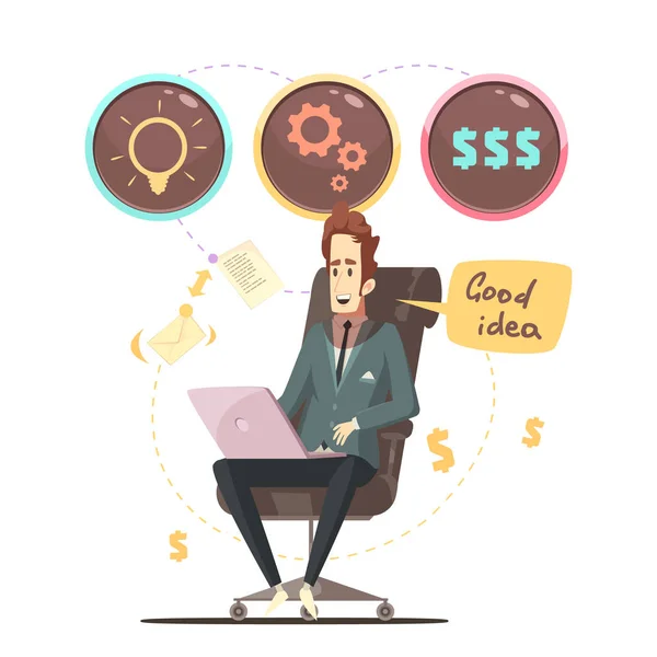Affiche de dessin animé Business Idea Retro — Image vectorielle