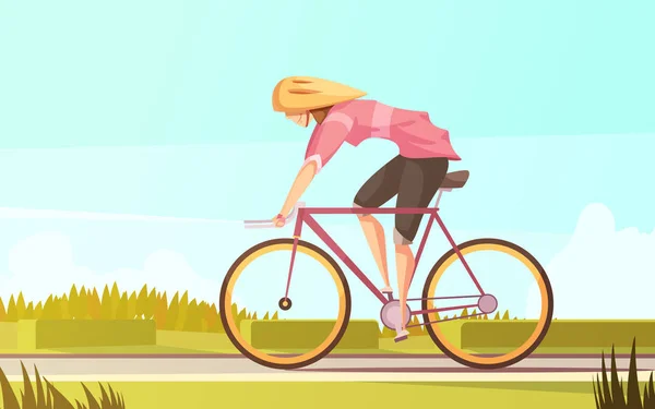 Bicycle Rider Mujer Composición — Vector de stock