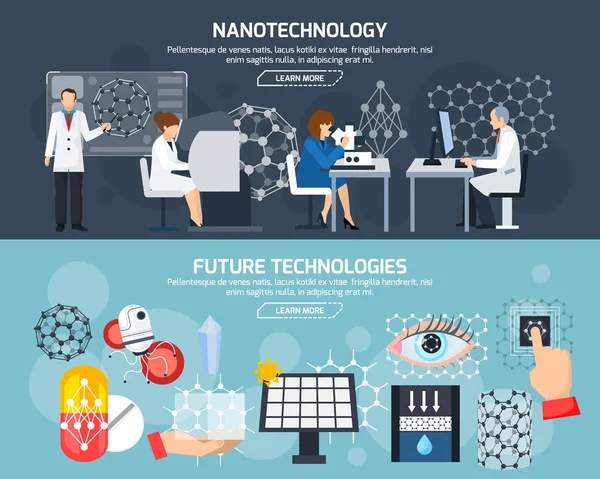 Nanotecnologia Banners horizontais —  Vetores de Stock