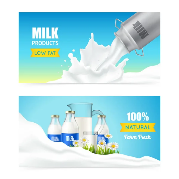 Banners de leche baja en grasa — Archivo Imágenes Vectoriales