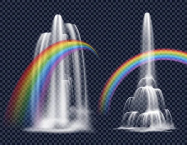 Cascades et arc-en-ciel Éléments décoratifs — Image vectorielle