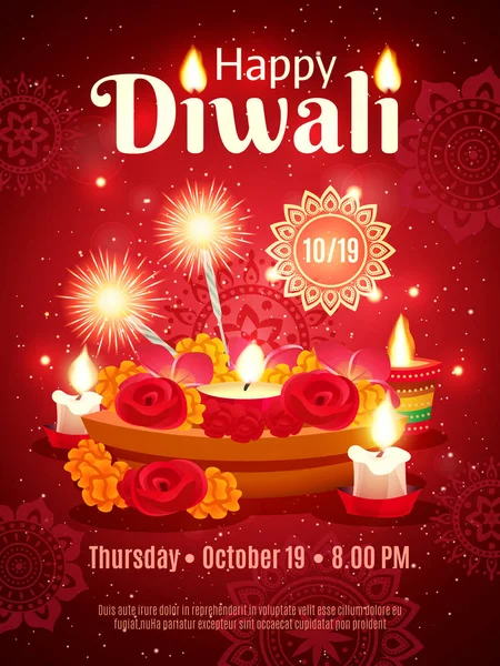 Cartel de vacaciones Diwali — Vector de stock