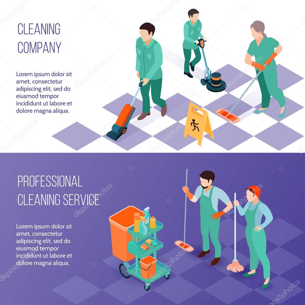 Professional Cleaning Service Isometric Banners