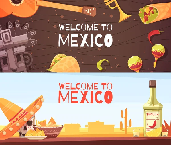 Selamat Datang di Mexico Horizontal Banners - Stok Vektor