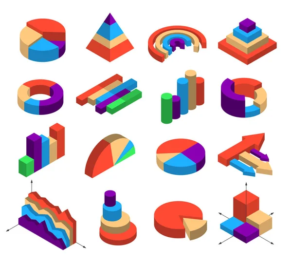 Set Of Sixteen Isometric Diagram Elements — Stock Vector