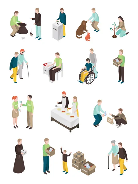 Collection de personnages de bienfaisance humanitaires — Image vectorielle