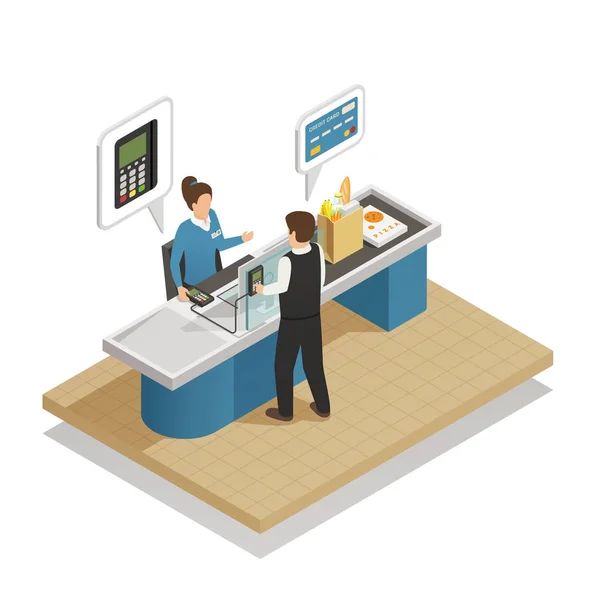 Modes de paiement Cash Isometric Composition — Image vectorielle