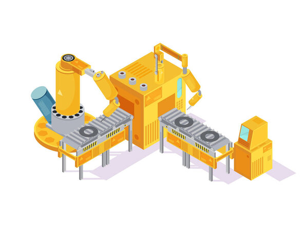 Welding Conveyor Isometric Illustration