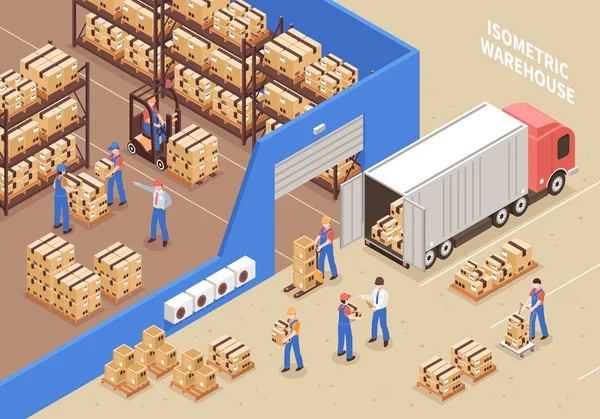 Logistika a sklad ilustrace — Stockový vektor