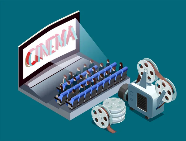 Isometrisch Cinema pictogram — Stockvector