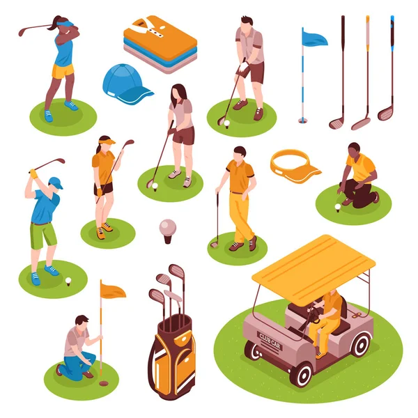 Golf izometrik Icons Set 