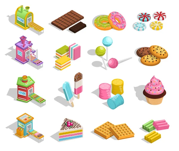 Colección de pastelería de productos dulces — Vector de stock