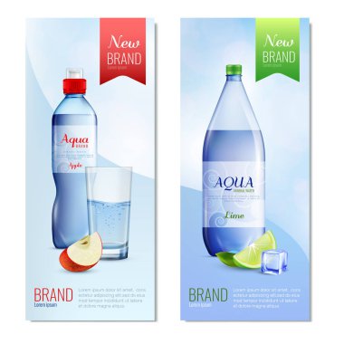 Plastik şişe dikey afiş kümesi