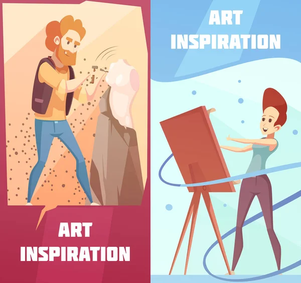 Art Inspiration Cartoon Banners Set — Stock Vector