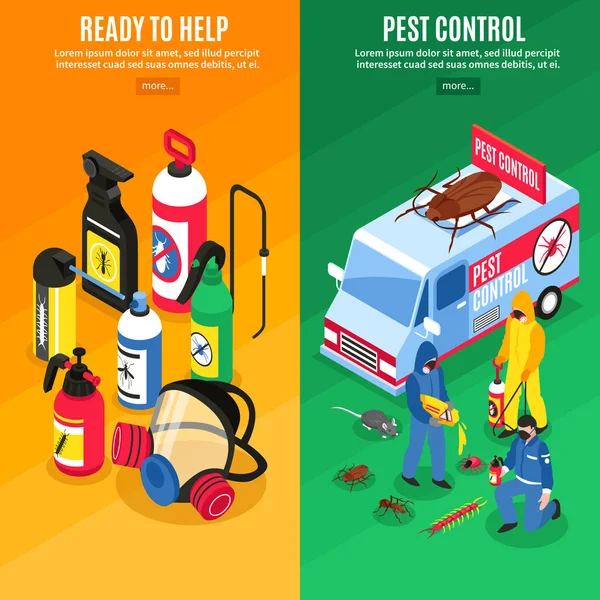 Pest Control Isometric Vertical Banners — Stock Vector