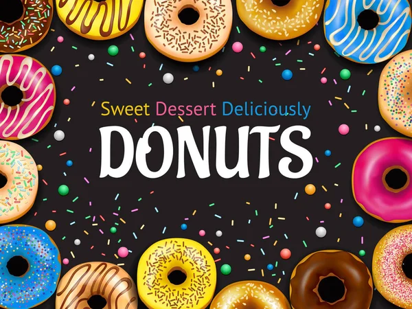 Cadre réaliste Donuts — Image vectorielle