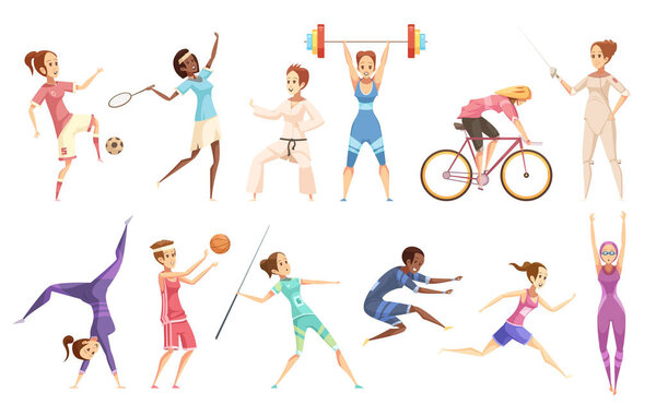 Female Athletes Doodle Collection