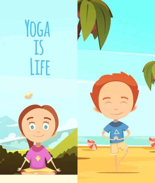 Lo yoga è vita due banner verticali — Vettoriale Stock