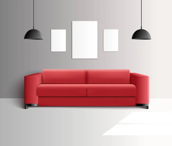 Sala de estar Interior realista — Vector de stock