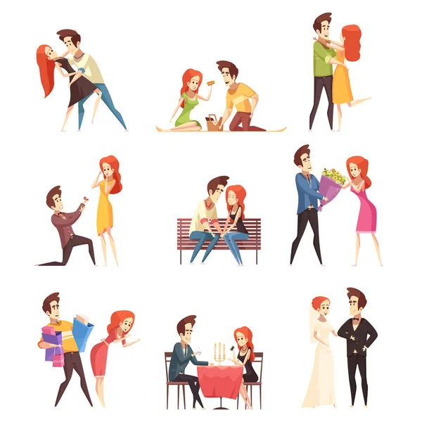 Pareja enamorada conjunto de elementos decorativos — Vector de stock