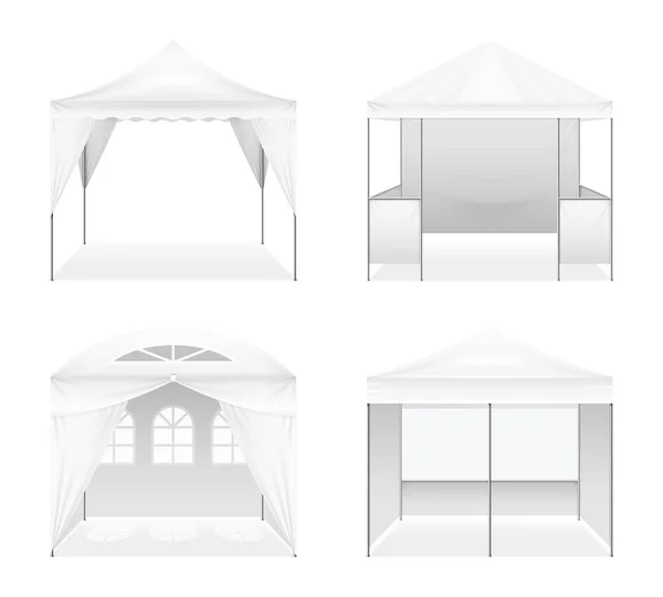 Realistic Outdoor Folding Tents Set — Stock Vector