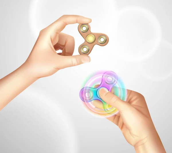 Finger Spinner Fidget main réaliste — Image vectorielle