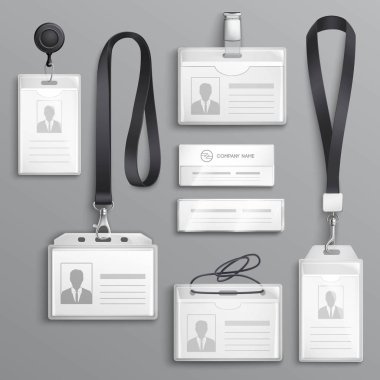 Identification Cards Badges Samples Set clipart