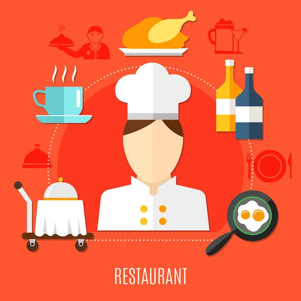 Działalności restauracji w hotelu zestaw ikon dekoracyjne — Wektor stockowy