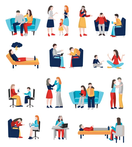 Family Psychologist Characters Set — Stock Vector