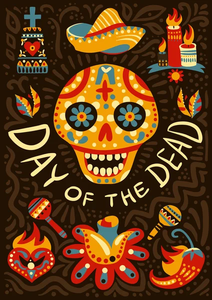 Jour mort Mexique Affiche d'information — Image vectorielle