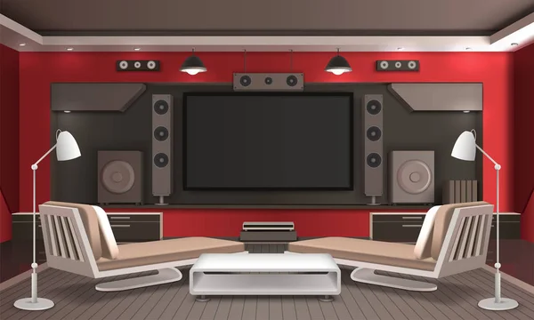ホームシアター インテリア 3 d デザイン — ストックベクタ