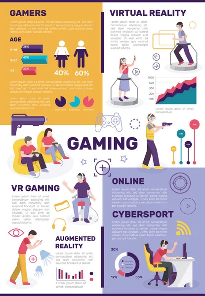 VR Gaming Cybersport Infographics — Stock Vector