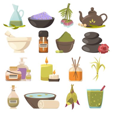 Doğal kozmetik Icons Set