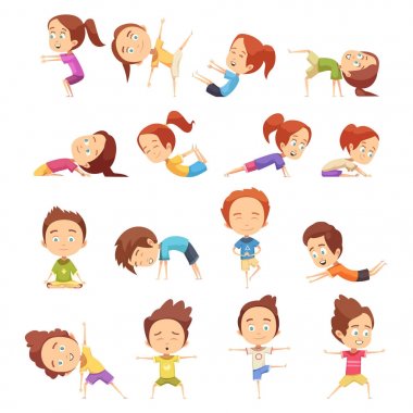 Çocuklar Yoga Dekoratif simgeler kümesi