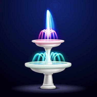 Gece çeşme Neon ışıkları gerçekçi 