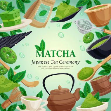 Matcha çay töreni arka plan afiş