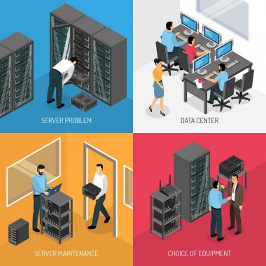 Datacenter 2 x 2 izometrik tasarım konsepti
