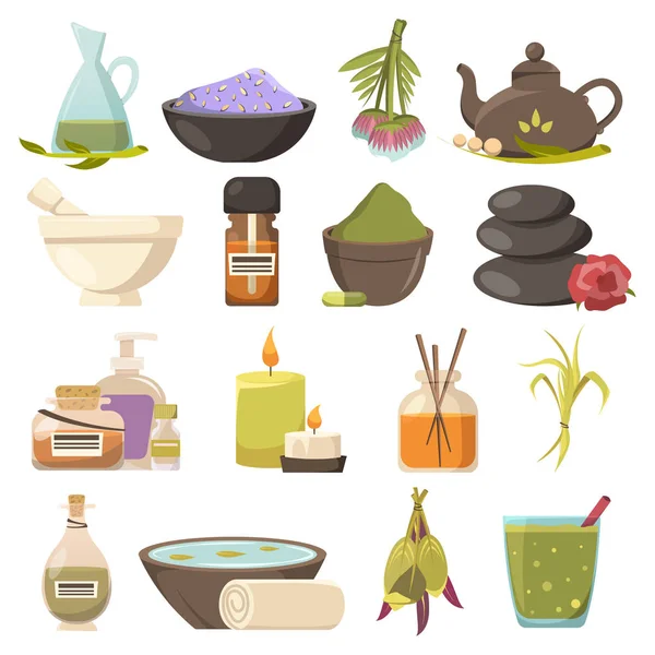 Natural Cosmetology Icons Set — Stock Vector