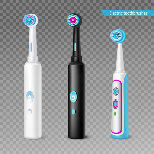 Conjunto de cepillo de dientes eléctrico — Vector de stock
