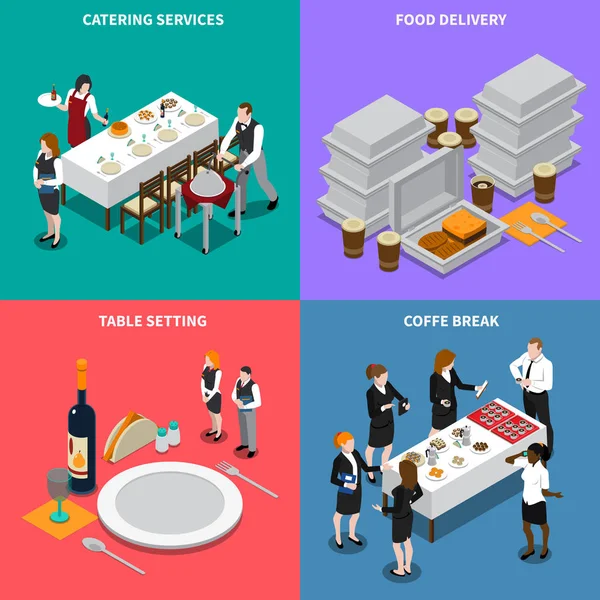 Services de restauration Isometric Design Concept — Image vectorielle