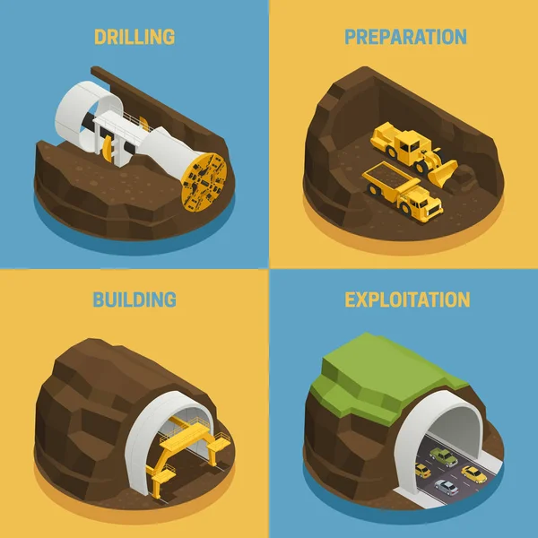 Tunnel Construction 2 x 2-Set — Stockvector